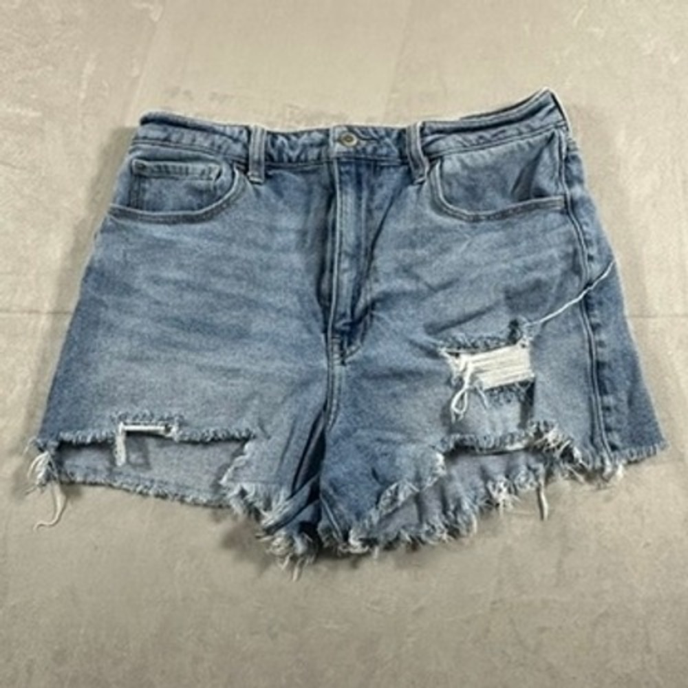 Hollister Mom Shorts Womens Ultra High Rise Distressed 11/30 Blue